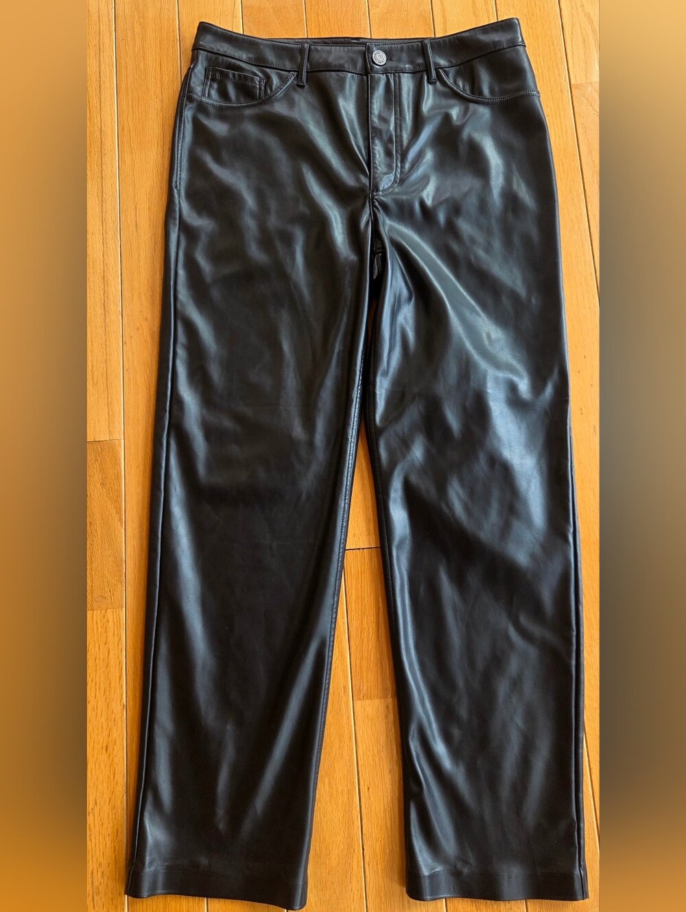 Joie Black Faux Leather Straight-Leg Pants Size 10